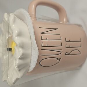 Rae Dunn Queen Bee Pink Ceramic Mug w/Topper